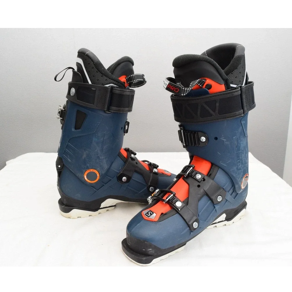 Salomon QST Pro 120 Ski Boots 26.5 Blue Orange Custom Shell Alpine Mens Touring